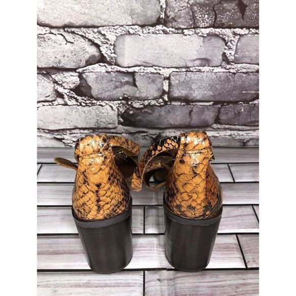 Franco Sarto Dandelion Snake Print Ankle Strappy Brown Leather Heels Women Sz 6M - Picture 5 of 16